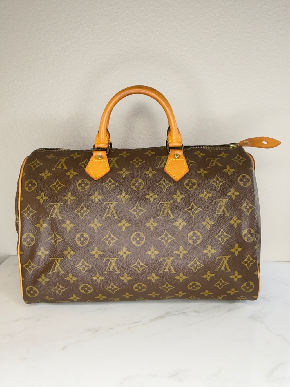Louis Vuitton Classic Speedy 35 Monogram Canvas Tote Handbag w Lock Key Dust Bag - Picture 2 of 13